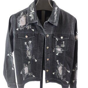 Embroidered Black Jean Jacket